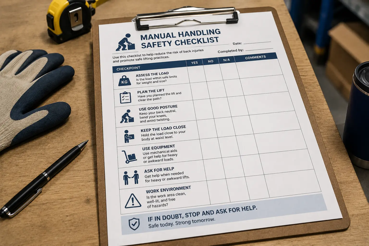 A completed and signed checklist is your due diligence record evidence that the work was planned before anyone lifted OMHAS | Outsourced Management for Health and Safety | Canada